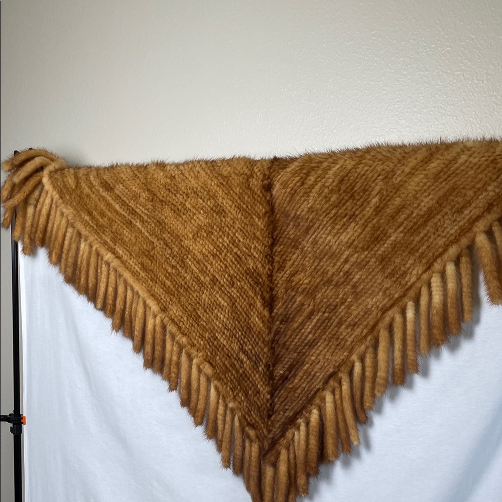 PAULA LISHMAN Limited Hand Knit Mink Fur Cape Poncho Wrap Shawl One Size - Picture 13 of 17